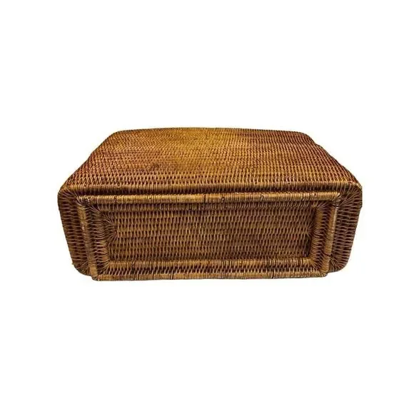 Vintage French Woven Wicker Footed Basket Vase Home Décor 16.5 x 17x 6.5 EUC